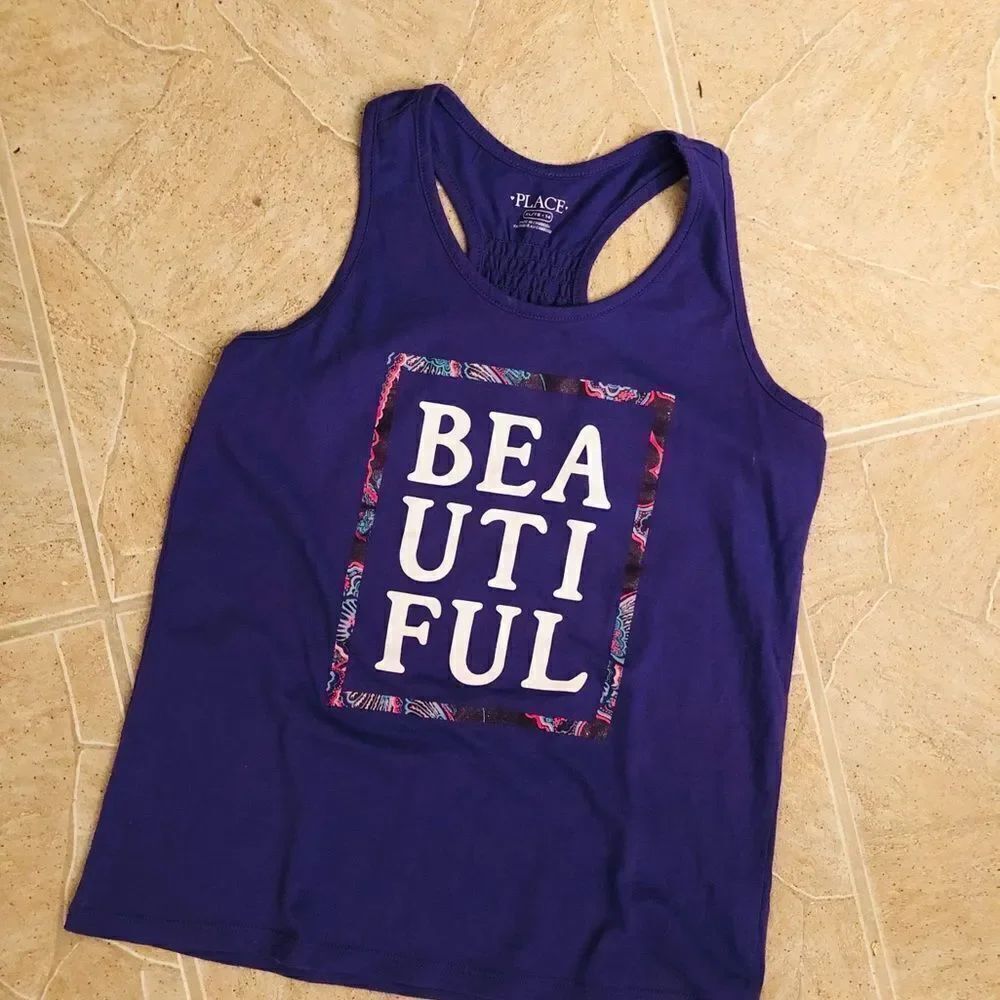 3/$15 Children’s Place Girls Purple “Beautiful” Tank XL